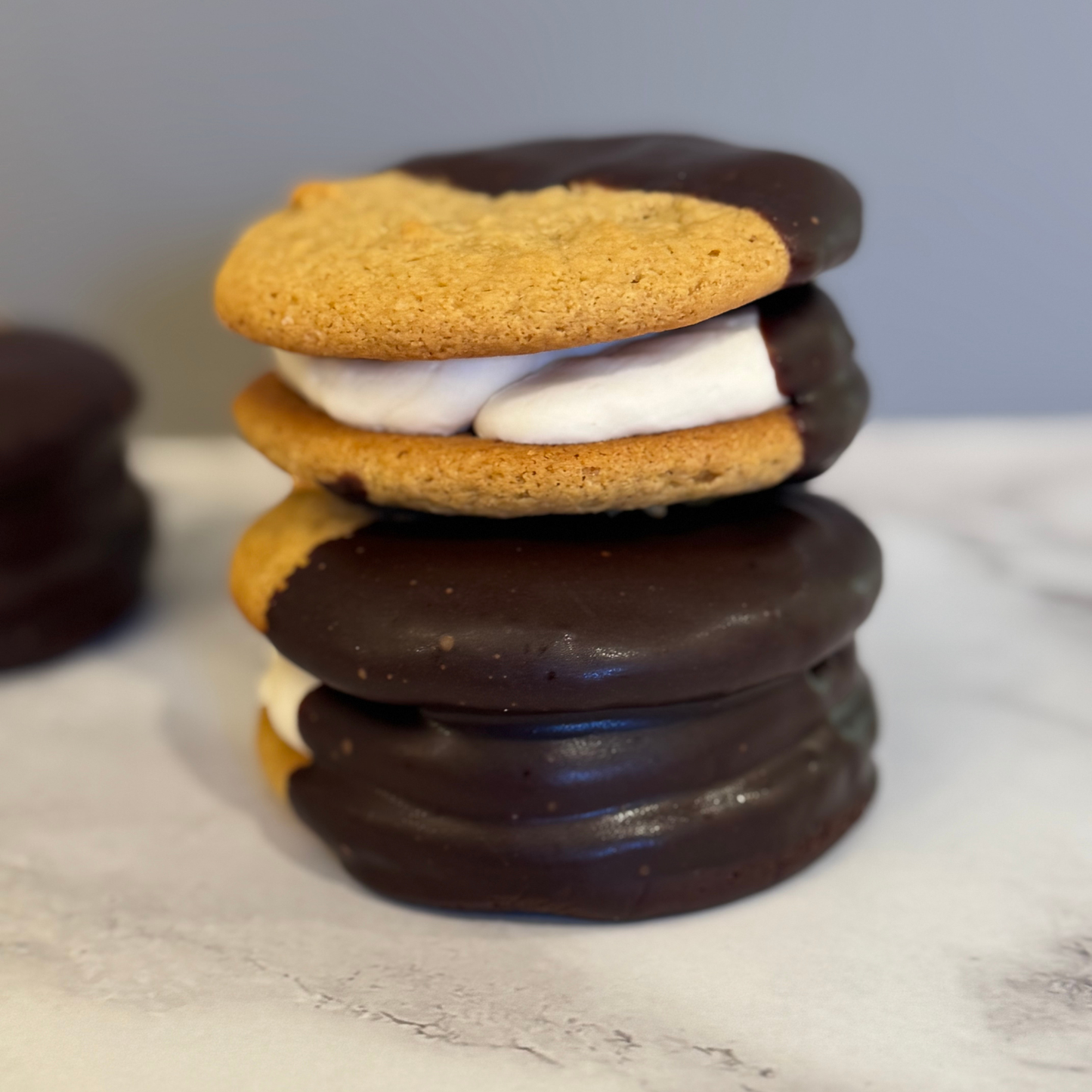 Peanut Butter Chocolate Dipped Cookie Sammies