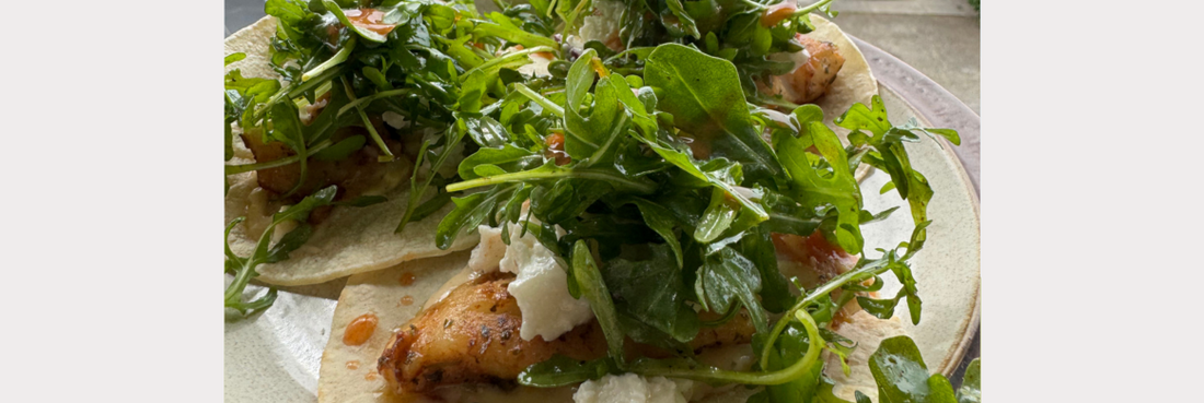 Lingcod Arugula Tacos - Beach Edition