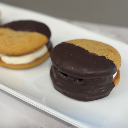 Peanut Butter Chocolate Dipped Cookie Sammies